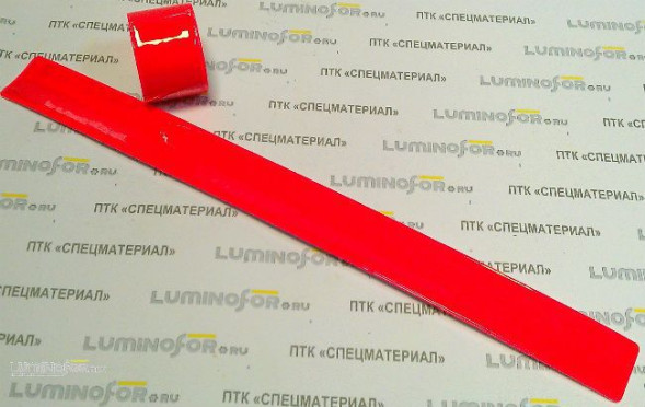 Браслет светоотражающий самозакрепляющийся "мягкий пластик" красно-оранжевый