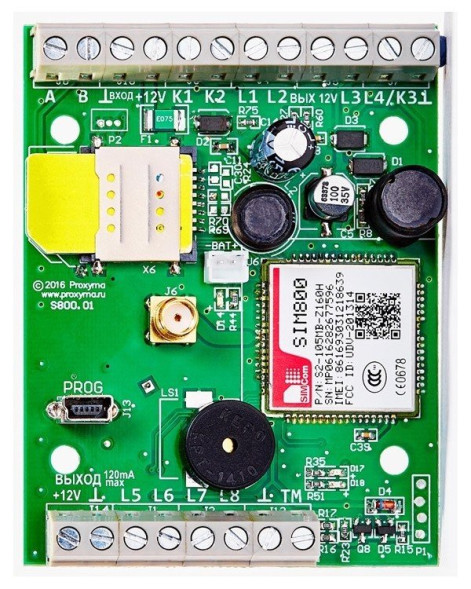 Устройство оконечное объектовое приемно-контрольное c GSM коммуникатором S800-2GSM-B "Нано 8" (плата)